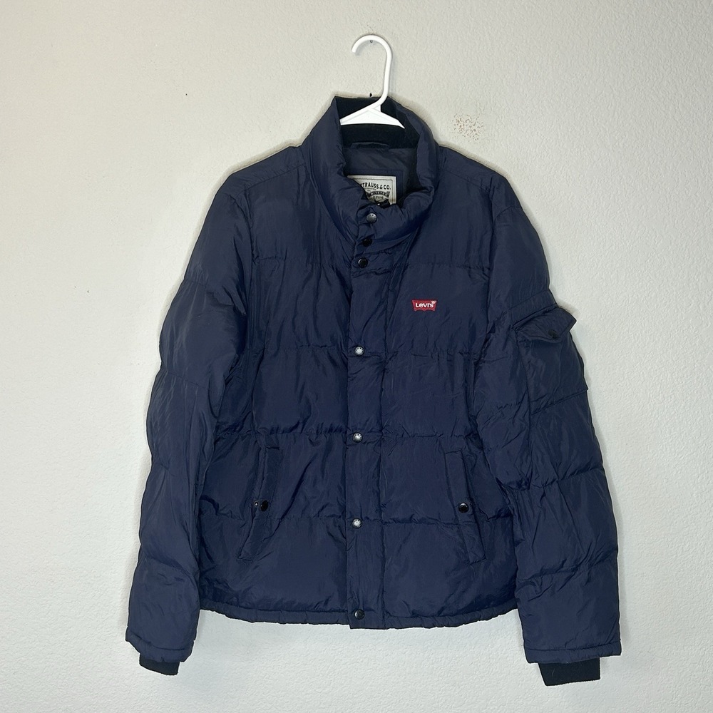 Levi's Men's Western Super Puffer Jacket Navy Blue Quilted Coat Size S Levis